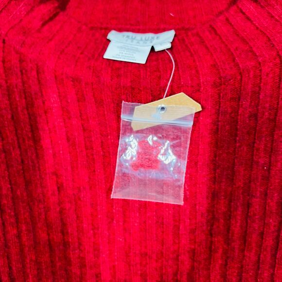 NEW! Tru Luxe Jeans Ribbed Mock Neck Sweater Long Sleeved Red Casual - L - Picture 3 of 5